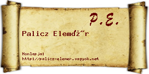 Palicz Elemér névjegykártya