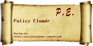 Palicz Elemér névjegykártya